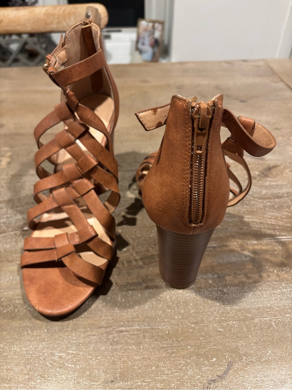 Francesca's Collections Strappy Block Heel Sandals - Brown